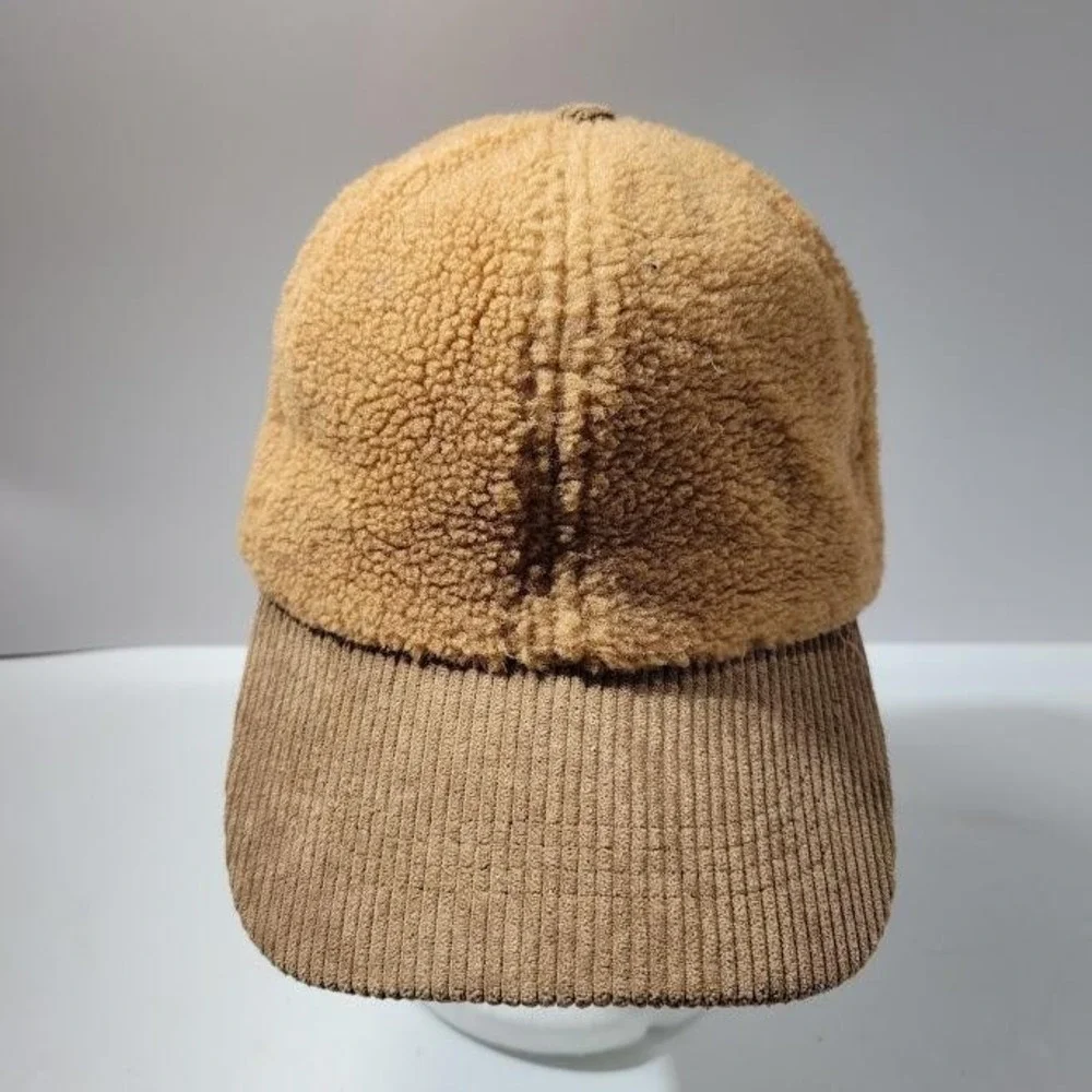 BP Hat Cap Baseball Strap Back One Size Tan Sherpa Fleece Corduroy Brim Mens